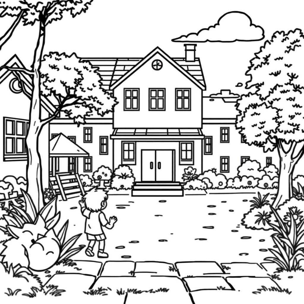 back of schoolyard without kids 