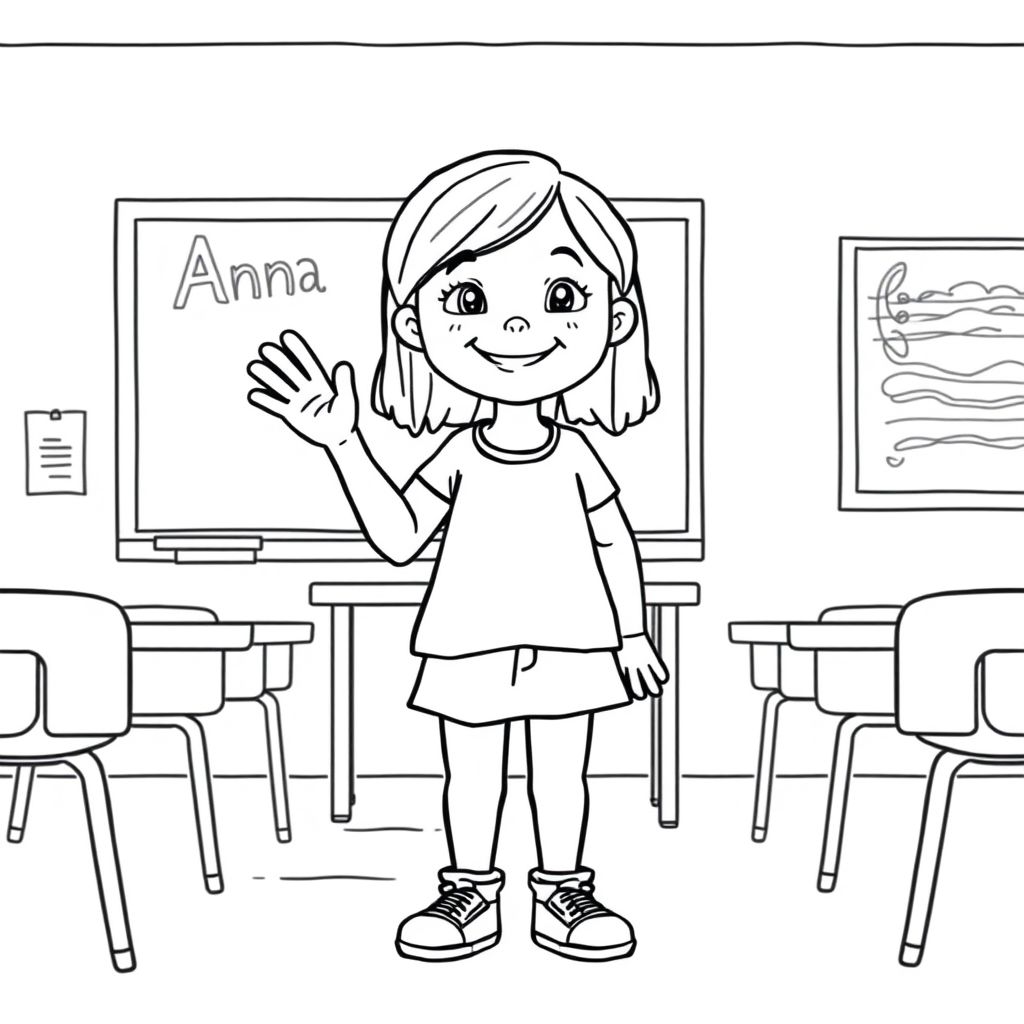 Anna a new student introducing herself in class