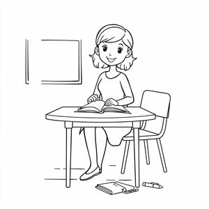 Anna the new english student is in the classroom identifying objects that she will use in class I see a table.
I see a chair.
I see a book.
I see a pen.
I sit on the chair.
I read my book.