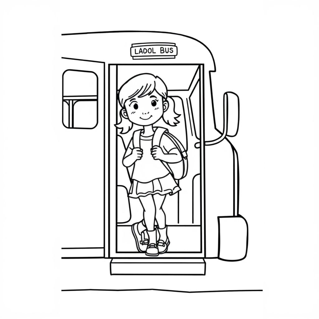 Anna getting off of the school bus