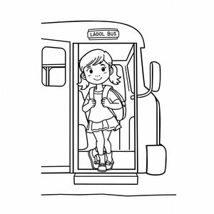 Anna getting off of the school bus