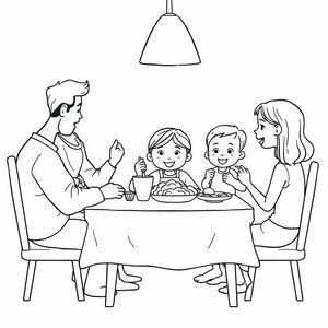 Anna eating dinner with her family after arriving home from school