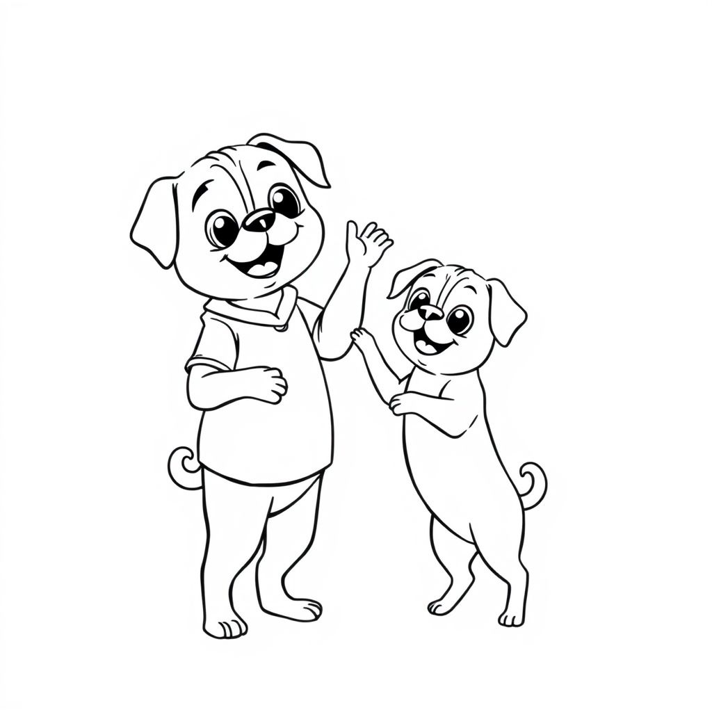 A pug puppy  doing tricks with teacher 