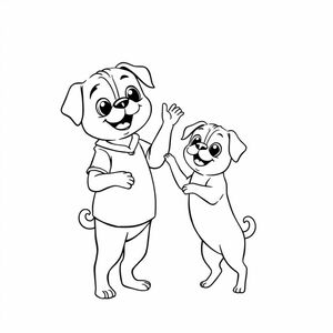 A pug puppy  doing tricks with teacher 