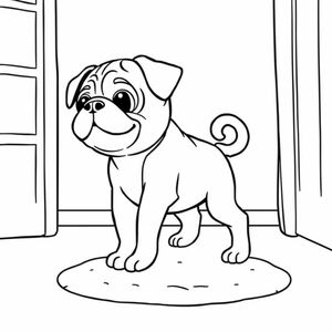 Một chú chó pug chơi ở nhà 