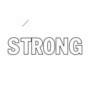 The.word strong in capital letters with geometric patterned backgroud