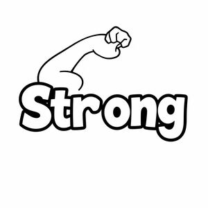 The word strong with bicep background