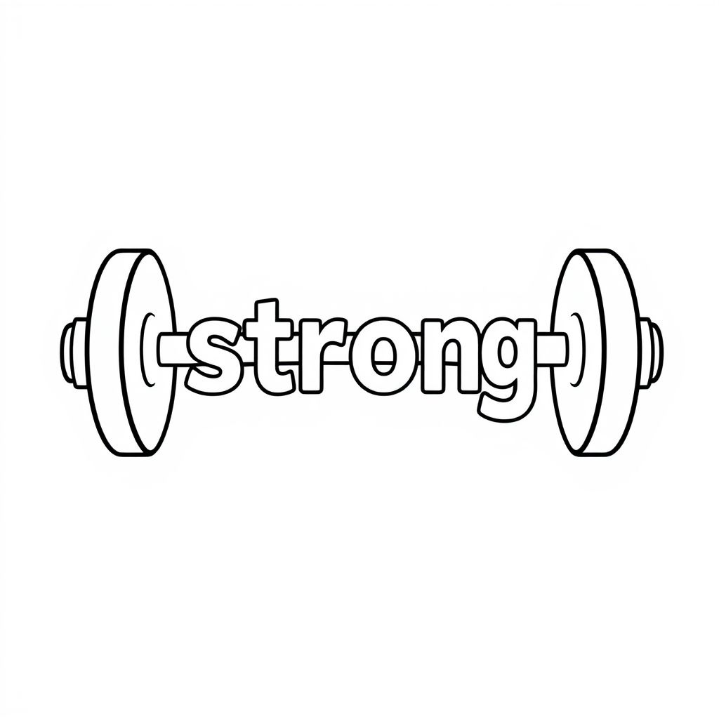 The word strong inside a barbell