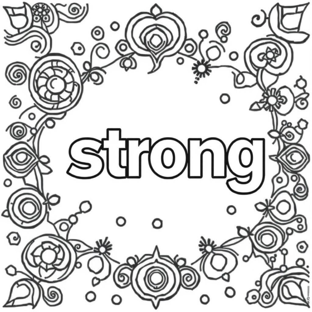 The word strong with zentangle background