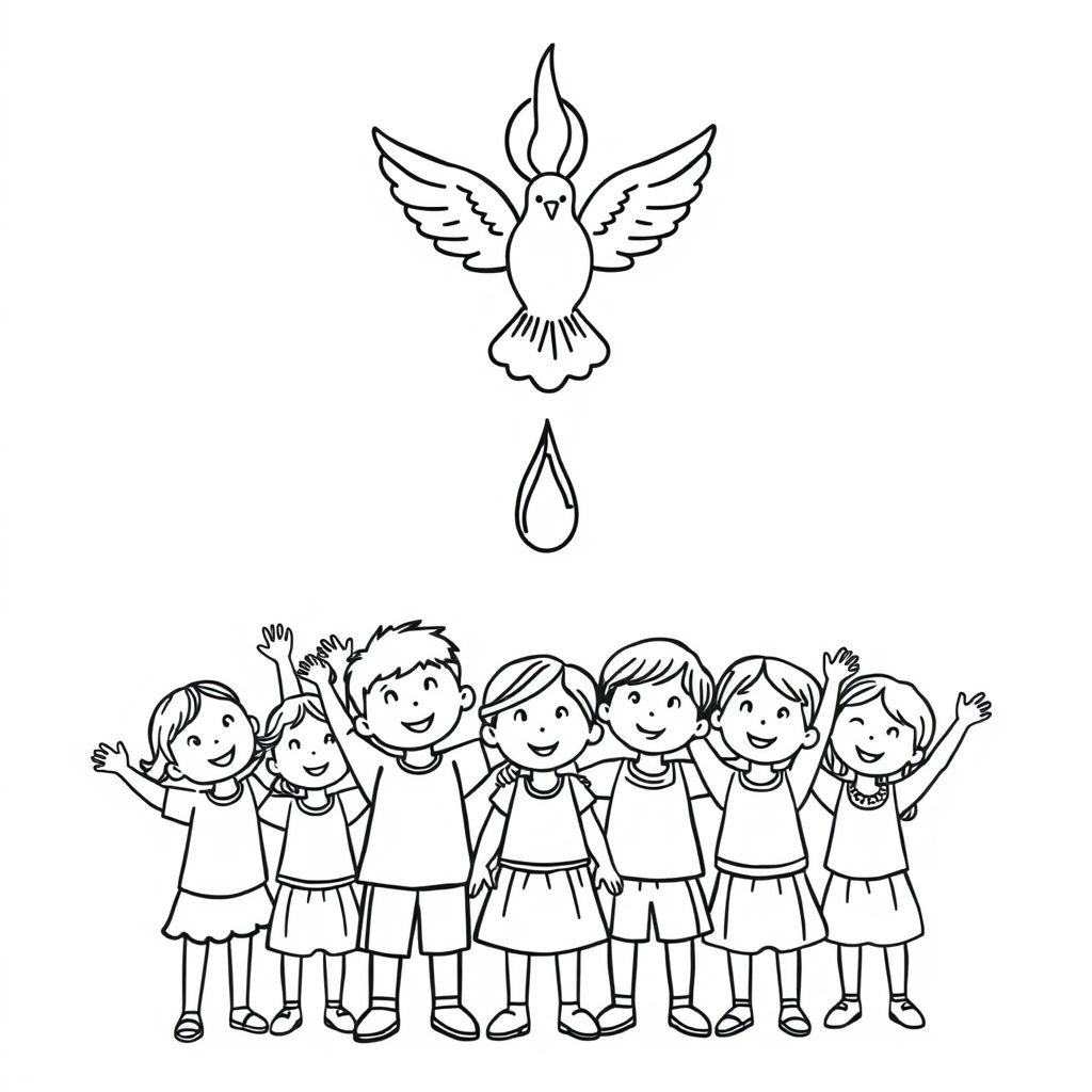 create colouring page of pentecost sunday holy spirit