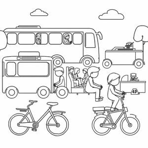 create an image about transportation with following rules : 
1. if person appear in image, they should be faceless 
2. No any objects related to bank, music, alcohol, or weapon 