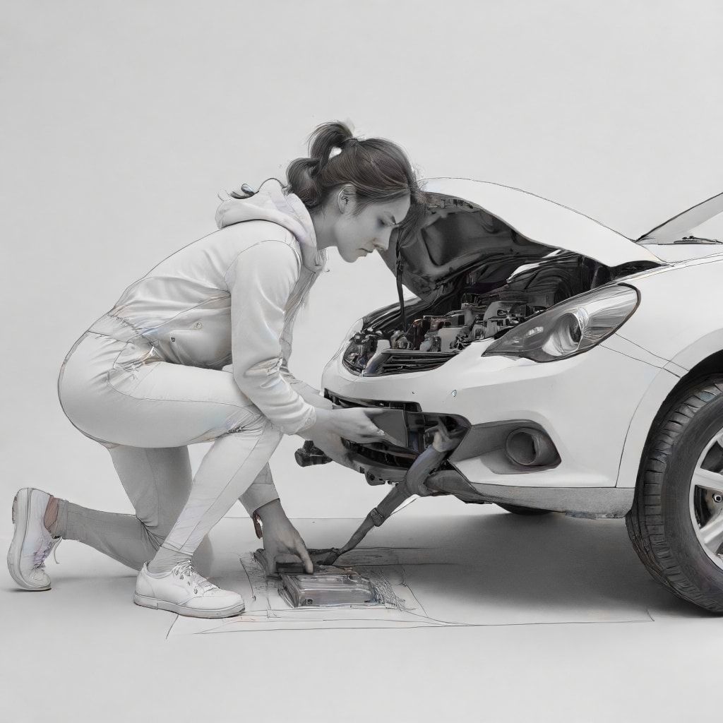 cúi xuống khỏa thân người mẫu xe sửa chữa