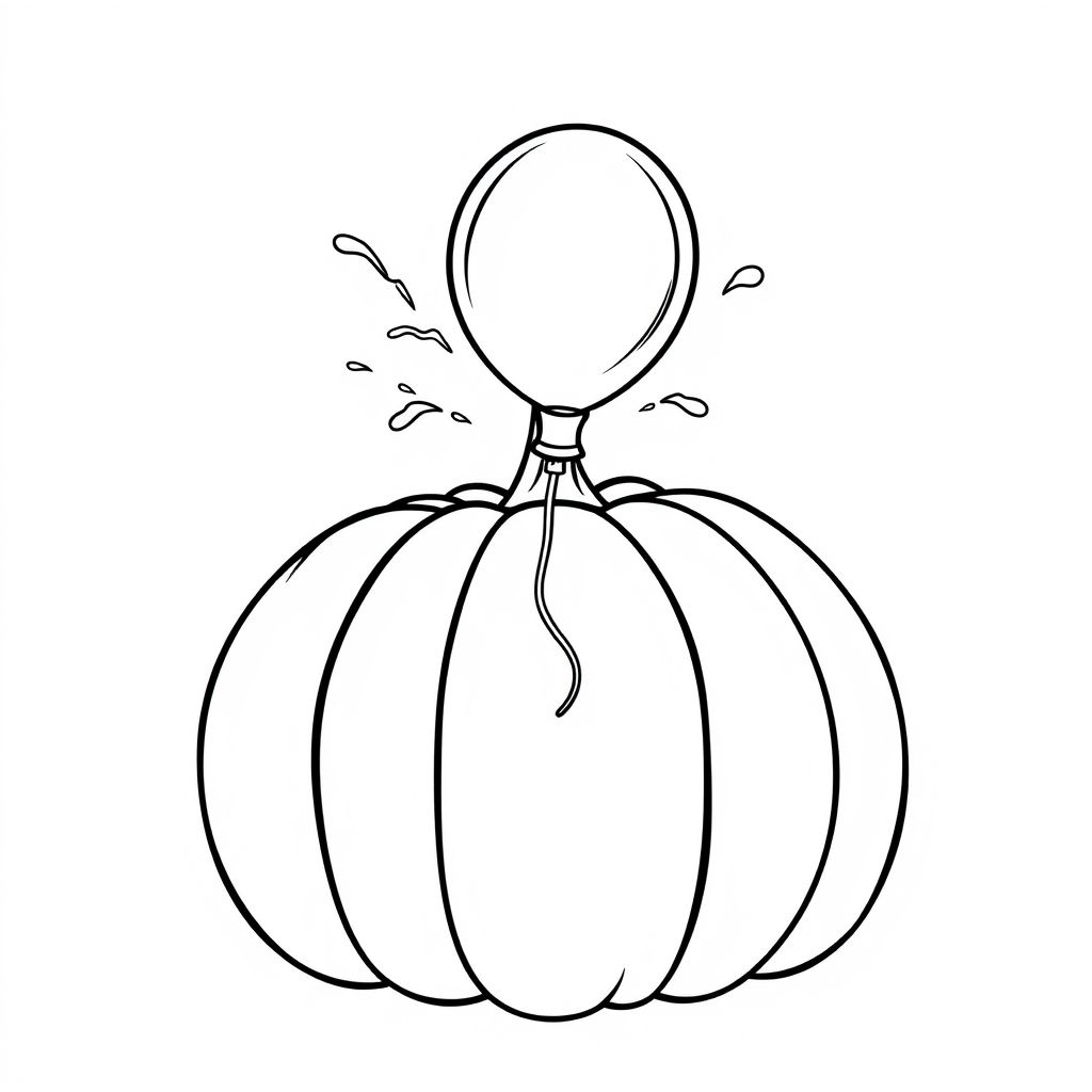 A pumpkin, and a water balloon bursting open with splashes of water, after hitting the pumpkin