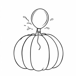 A pumpkin, and a water balloon bursting open with splashes of water, after hitting the pumpkin