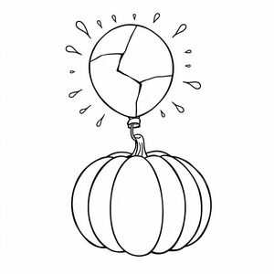 a broken water balloon pops over a pumpkin with water splashes