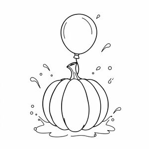 popped balloon, pumpkin, water splashes everywhere 