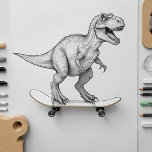 Một con T-Rex cưỡi ván trượt