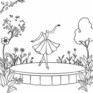 A ballerina princess dancing on a stage in a garden