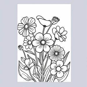 Fill up the page with outline of flowers 