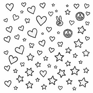 fill up the page with basic shapes hearts peace signs and stars