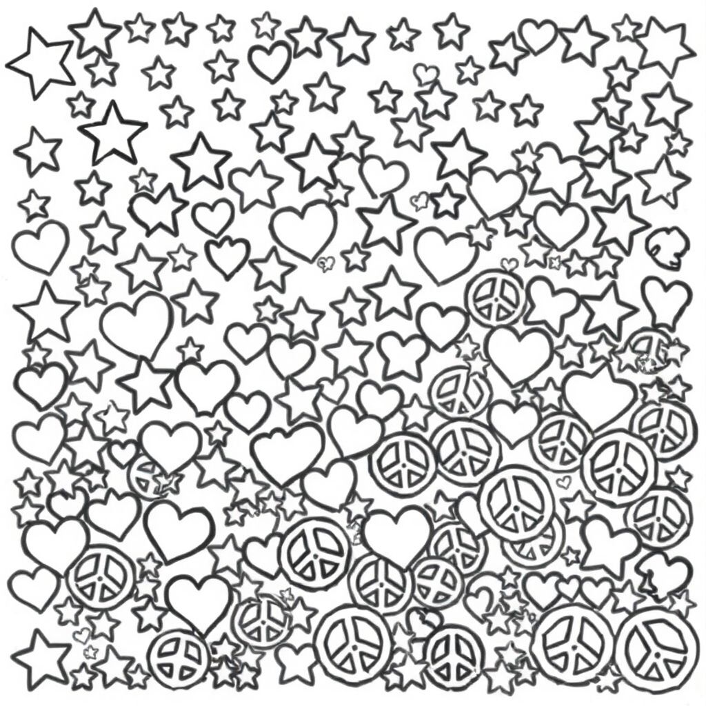 overload the page with stars hearts and peace signs 