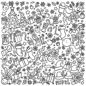 fill up the page with Christmas elements doodle style 