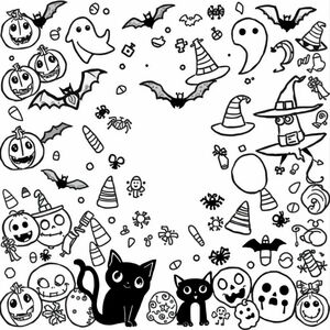 fill up the page with Halloween elements doodle style 