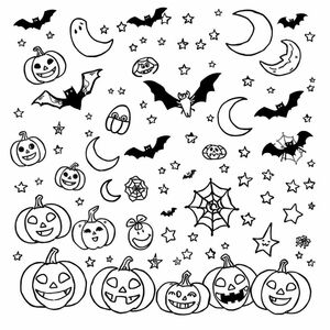  up the page with Halloween elements doodle style