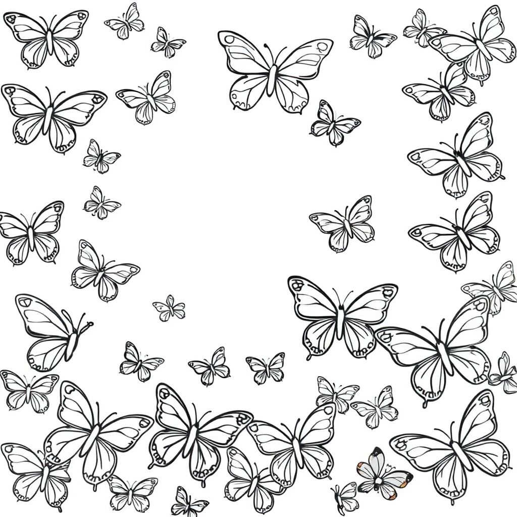 fill up the page with outline of butterflys