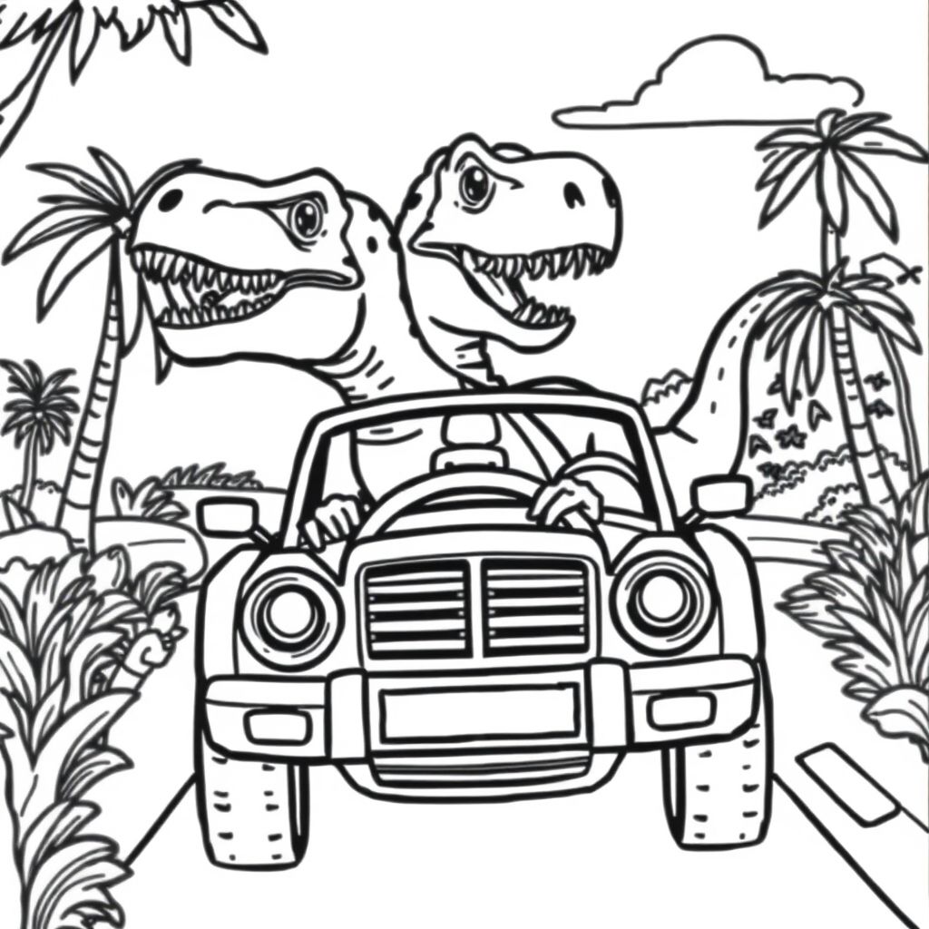 dinosuars driving cars