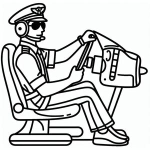 A black and white drawing of a man sitting in a chair