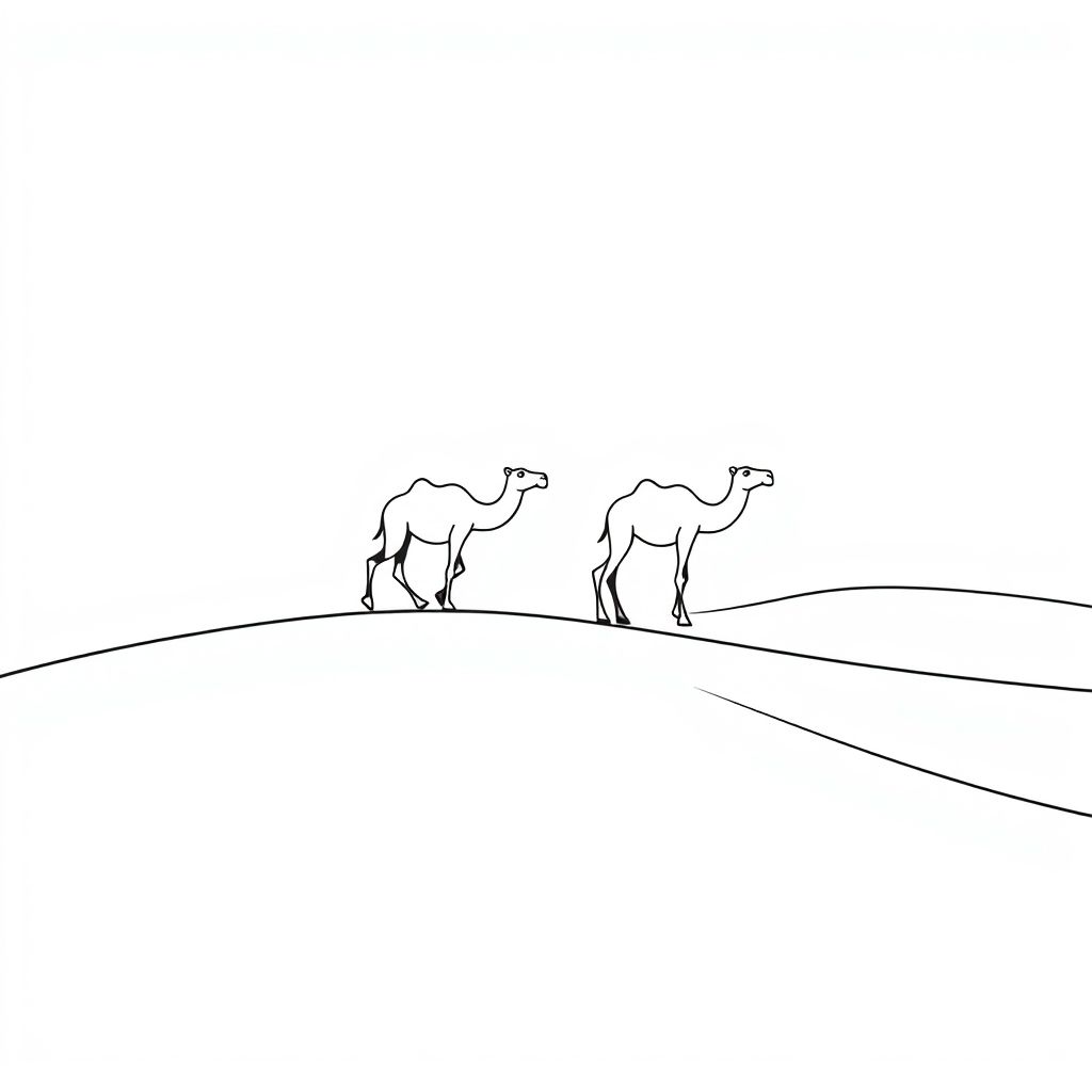 Sahara desert with camels 