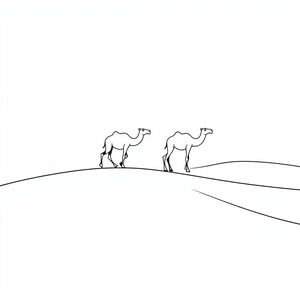 Sahara desert with camels 