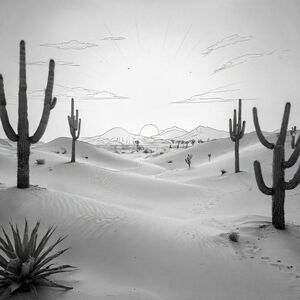 Coloring sheet of the Sahara desert