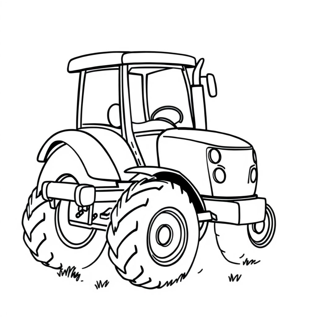 A simple tractor with not much details, so it can be colored by a very young kid 