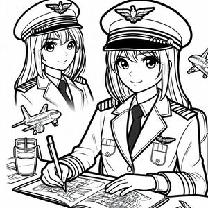 A girl pilot and a girl pilot in uniform