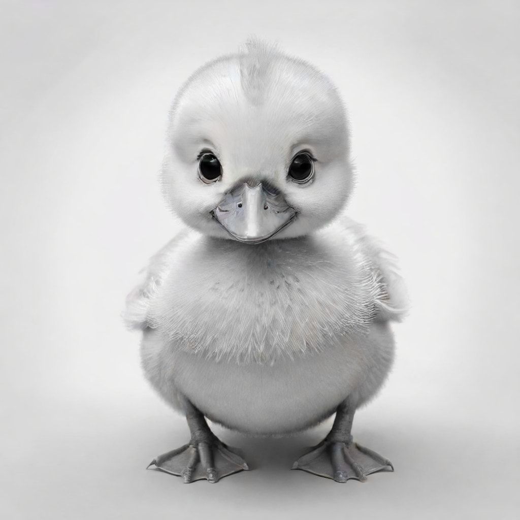 Cartoon friendly full-body duckling that is smiling and a solid black cartoon eye in a pond. Also have "DUCK" underneath it in a bubble outline to color 