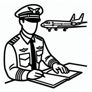 A black and white drawing of a man in uniform