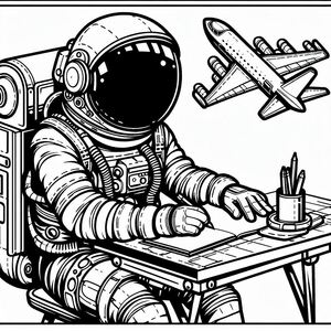 An astronaut writing on a piece of paper