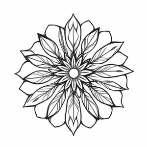 Modern cozy mandala with organic leaf shapes and soft edges, hygge style