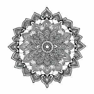 Mandala with detailed tribal and henna-style patterns.