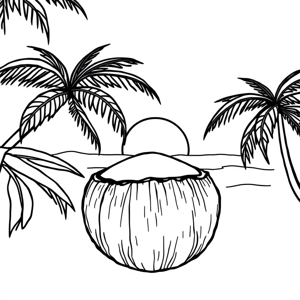 coconut with sunrise