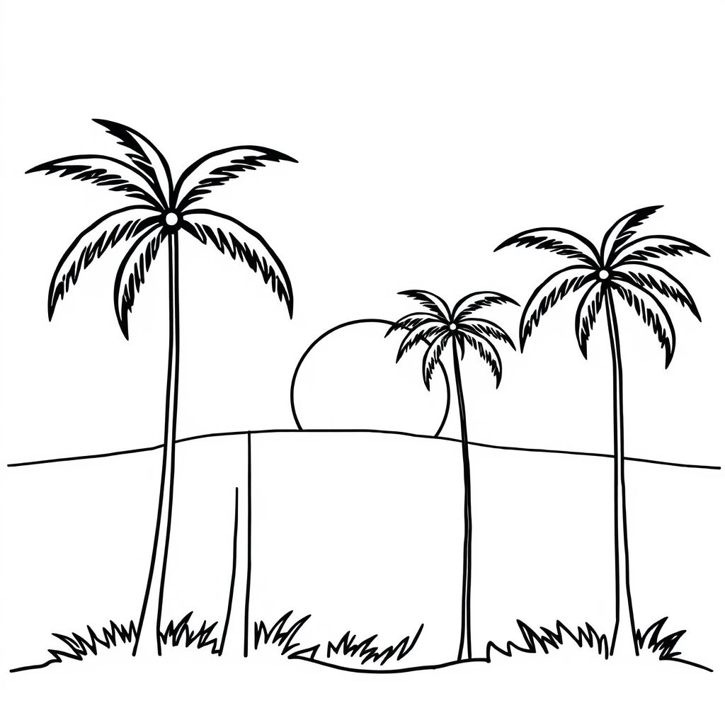 sunrise with palm trees