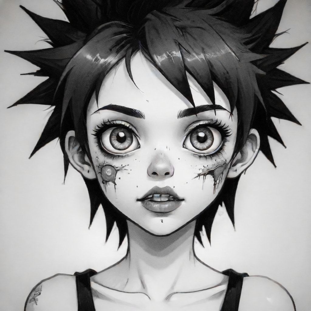 zombie woman, zombie hooker manga/anime style