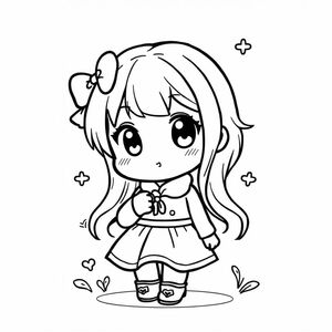 kawaii, chibi girl, bold lines, kids cartoon, Sanrio style, anime/managa