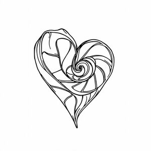 spiral heart, black and white