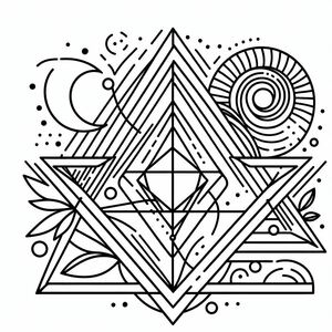 A black and white drawing of a triangle 3