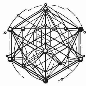 A black and white drawing of a geometric structure 2