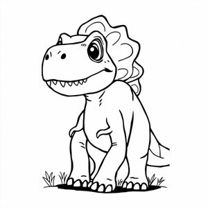 dinosaur big head with big eyes and long tail and very small legs. 