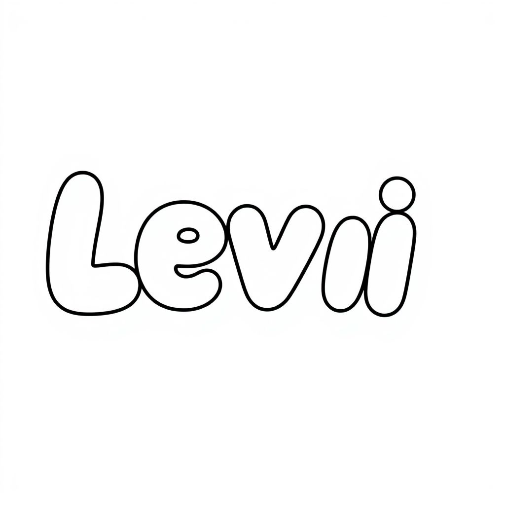 "L E V I" in bubble letters